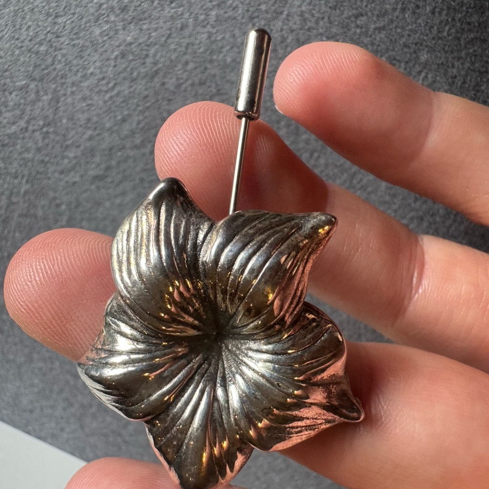 Vintage Sterling Silver Floral Stick Pin 6.4g - Picture 5 of 11